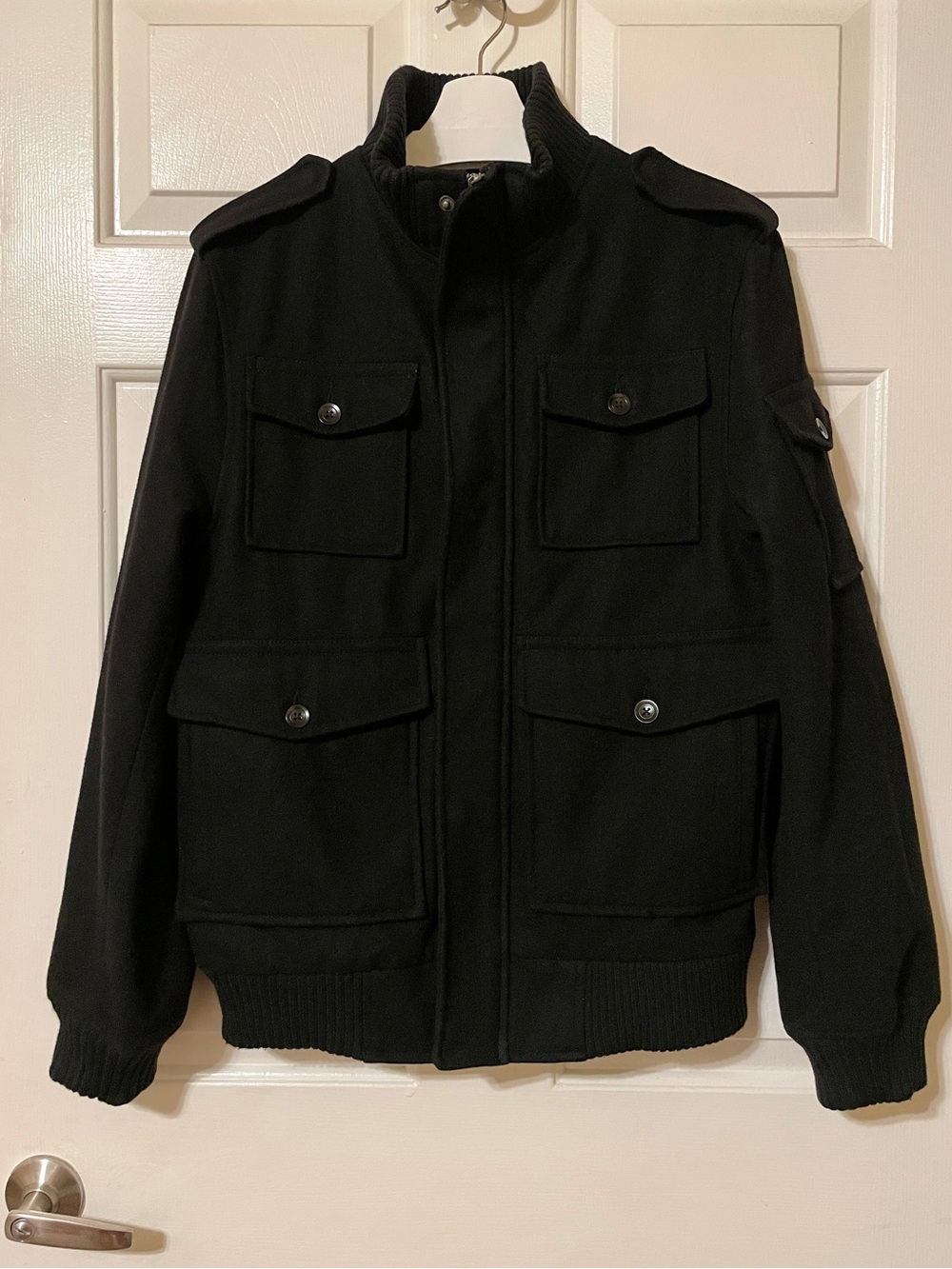 Old Navy Men’s Black M65 Wool Military Jacket Utility Field Size Medium